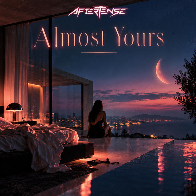 Almost Yours album artwork: a moonlit city and a figure by a bedroom window